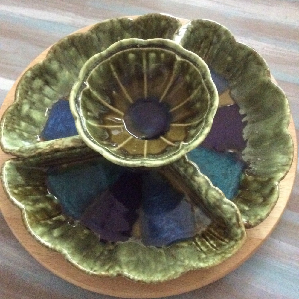California pottery 913 dish with lazy Susan
